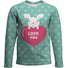 Детский 3D лонгслив I love you кролик