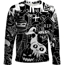 Детский 3D лонгслив Halloween black and white