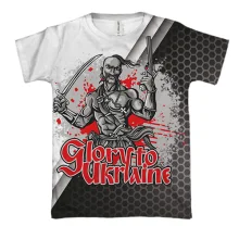 3D футболка Glory to Ukraine с казаком на фоне сот