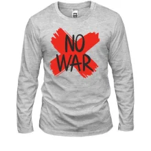 Лонгслів з написом «No War» і червоним хрестом