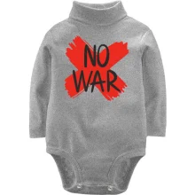 Дитяче боді з довгим рукавом з написом «No War» і червоним хрестом