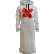 Худи платье с надписью «No War» и красным крестом