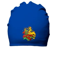 Хлопковая шапка с колибри, черепом и сердцем