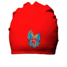 Хлопковая шапка с сердцем, крыльями и цветами (love)