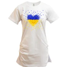 Подовжена футболка Жовто-сині сердечка