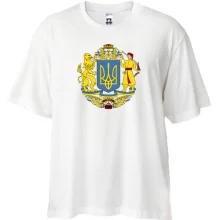 Футболка Oversize з великим гербом України, левом і козаком