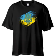 Футболка Oversize с желто-голубым трезубцем