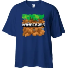 Футболка Oversize с блоком земли и логотипом Minecraft