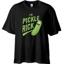 Футболка Oversize с крупной зелёной надписью «I'm Pickle Rick»