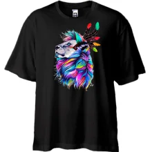 Футболка Oversize со львом-индейцем