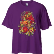 Футболка Oversize з птахом і калиною