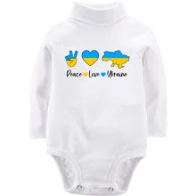 Детское боди с длинным рукавом Peace Love Ukraine