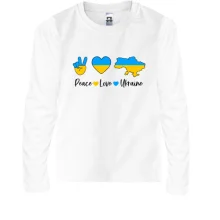Дитячий лонгслів Peace Love Ukraine