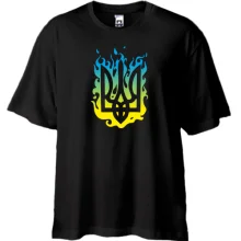 Футболка Oversize стилізований вогняний Тризуб