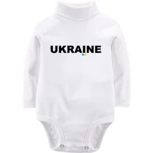 Дитяче боді з довгим рукавом Ukraine із двома синьо-жовтими крапками