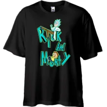 Футболка Oversize Rick and Morty з персонажами в написі