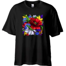 Футболка Oversize с цветочным орнаментом