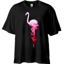 Футболка Oversize с розовым фламинго АРТ