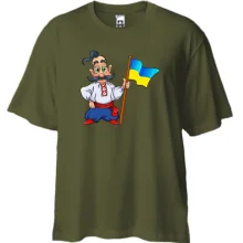 Футболка Oversize Казак с украинским флагом