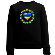 Дитячий світшот Жовто-синє серце у вінку квітів