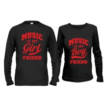 Парные лонгсливы Music is my boyfriend-girlfriend