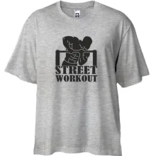 Футболка Oversize з атлетом на турніку та написом Workout