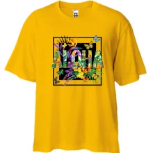 Футболка Oversize с надписью ALOHA, цветами и бабочками