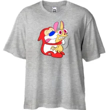 Футболка Oversize с Реном и Стимпи