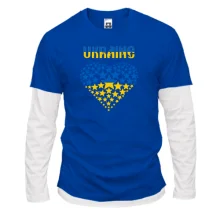 Чоловічий лонгслів Комбі Ukraine (серце із зірок)
