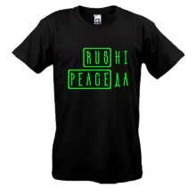 Футболка с неоновой надписью «RUS НІ PEACE ДА»