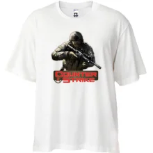 Футболка Oversize с бойцом и красным логотипом Counter Strike