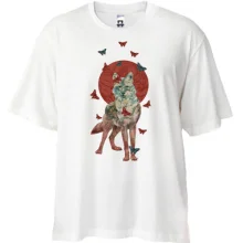 Футболка Oversize с волчицей и бабочками