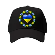 Кепка Желто-синее сердечко в венке цветов