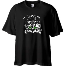 Футболка Oversize з котом-мисливцем