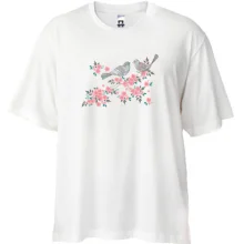 Футболка Oversize с цветами и птицами