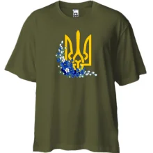 Футболка Oversize з гербом України в квітах