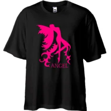 Футболка Oversize с розовым ангелом ANGEL