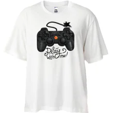 Футболка Oversize з джойстиком і написом Play with me!