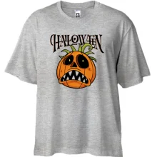 Футболка Oversize с расстроенной тыквой и надписью Halloween