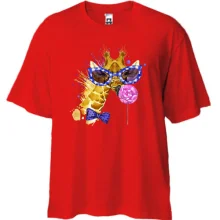 Футболка Oversize с модным жирафом в очках