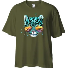 Футболка Oversize с леопардом в очках (1)