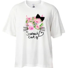 Футболка Oversize Sweet cat (з квітів)