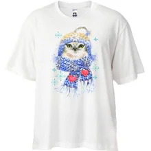 Футболка Oversize с совой в шапке и шарфе (2)