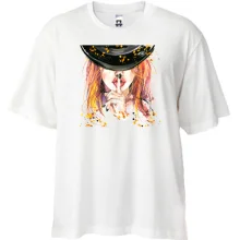 Футболка Oversize з дівчиною в капелюсі