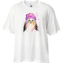 Футболка Oversize з Йоркширським тер'єром в шапці
