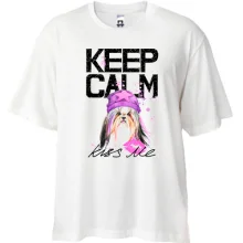 Футболка Oversize Keep calm and kiss me с Йоркширским терьером
