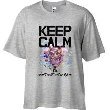Футболка Oversize с бегемотом Keep calm & dont eat after 6 pm