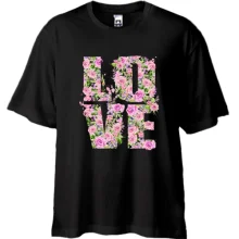 Футболка Oversize з написом з троянд 