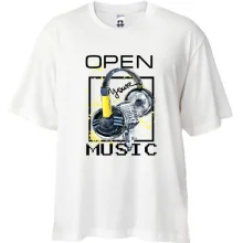 Футболка Oversize с желтым принтом «Open your music»