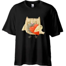 Футболка Oversize сова с сердцем